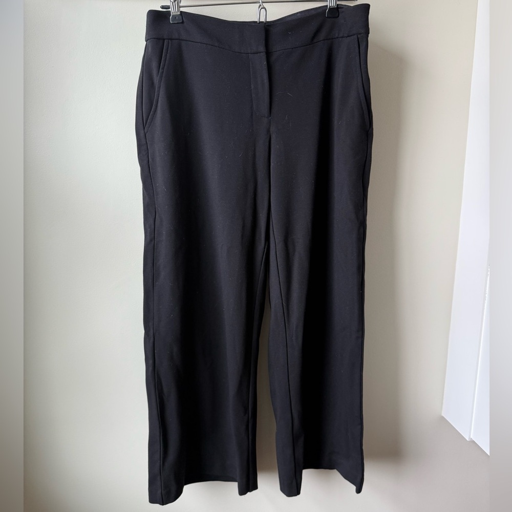 EILEEN FISHER Black Cropped Wide Leg Minimalist Comfy‎ Trousers Pants Mature XS